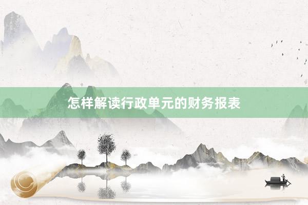 怎样解读行政单元的财务报表